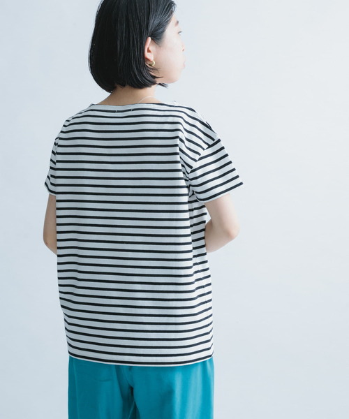 FORK&SPOONボートネックボーダーショートスリーブ
