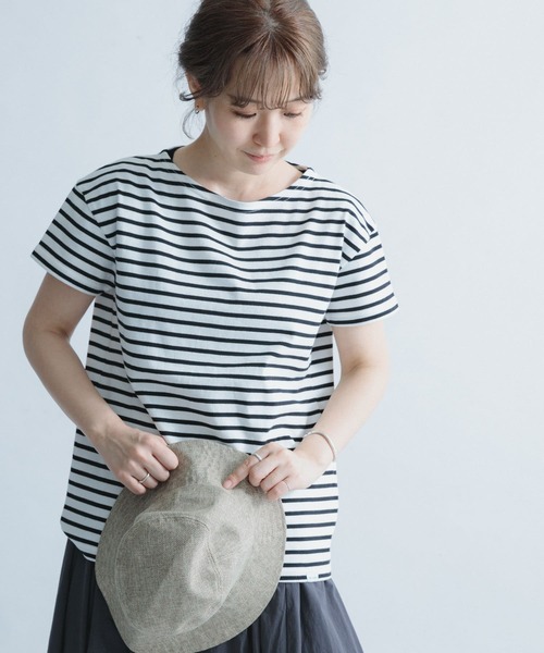 FORK&SPOONボートネックボーダーショートスリーブ