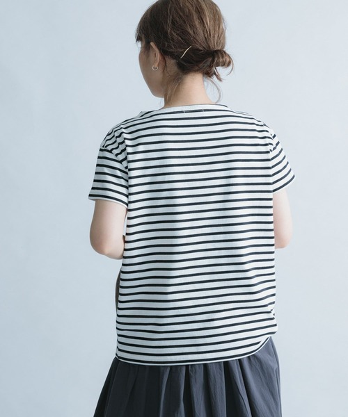 FORK&SPOONボートネックボーダーショートスリーブ