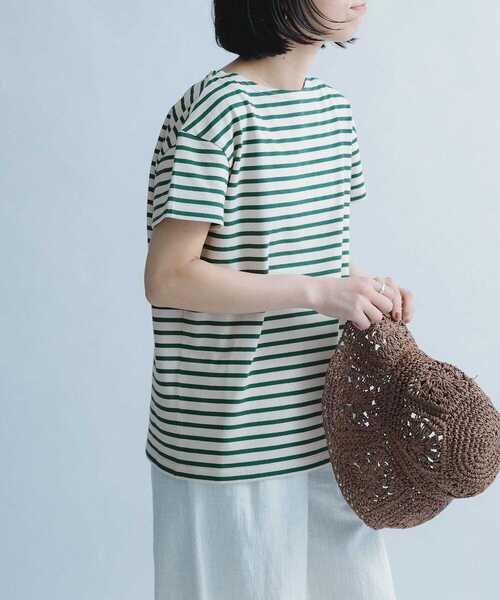 FORK&SPOON（フォークアンドスプーン）の「FORK&SPOON　ボートネックボーダーショートスリーブ（Tシャツ/カットソー・レディース・ブラック系その他/グリーン系その他/パープル系その他/ホワイト系その他・ONE）」の22枚目の写真