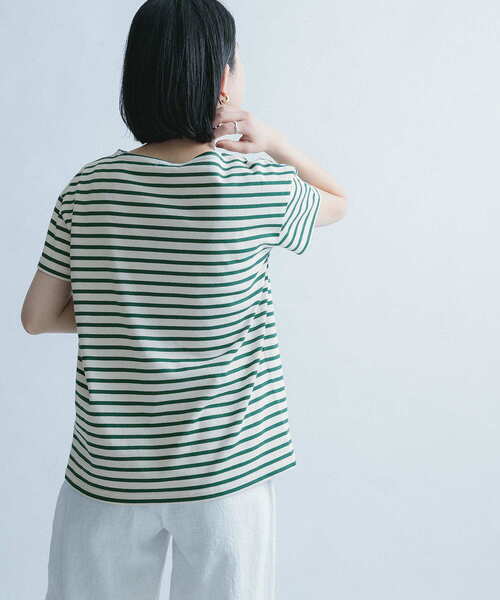 FORK&SPOON（フォークアンドスプーン）の「FORK&SPOON　ボートネックボーダーショートスリーブ（Tシャツ/カットソー・レディース・ブラック系その他/グリーン系その他/パープル系その他/ホワイト系その他・ONE）」の21枚目の写真