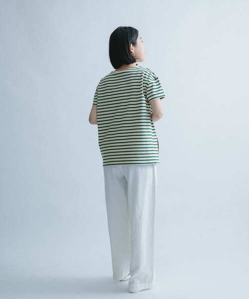 FORK&SPOON（フォークアンドスプーン）の「FORK&SPOON　ボートネックボーダーショートスリーブ（Tシャツ/カットソー・レディース・ブラック系その他/グリーン系その他/パープル系その他/ホワイト系その他・ONE）」の17枚目の写真