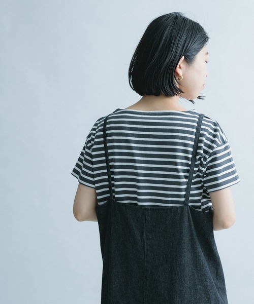 FORK&SPOON（フォークアンドスプーン）の「FORK&SPOON　ボートネックボーダーショートスリーブ（Tシャツ/カットソー・レディース・ブラック系その他/グリーン系その他/パープル系その他/ホワイト系その他・ONE）」の11枚目の写真