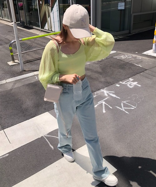 one after another NICE CLAUP（ワンアフターアナザーナイスクラップ）の「シア―ボレロ×ビスチェセット（カーディガン/ボレロ・レディース・ホワイト/ブラック/ライトベージュ/イエロー・FREE）」の21枚目の写真