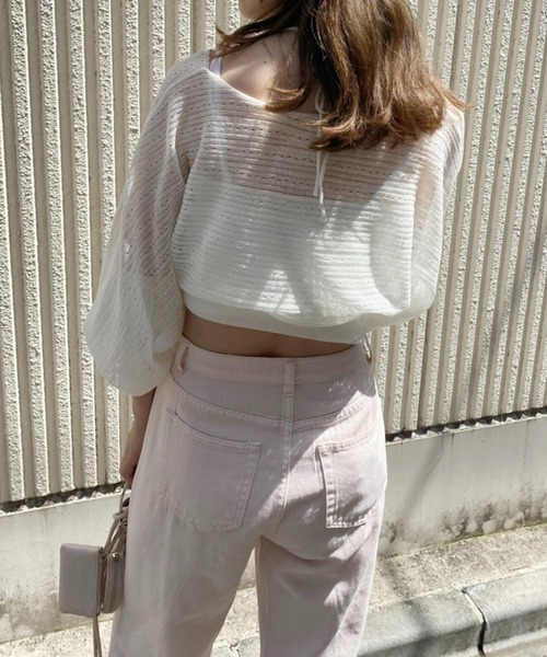 one after another NICE CLAUP（ワンアフターアナザーナイスクラップ）の「シア―ボレロ×ビスチェセット（カーディガン/ボレロ・レディース・ホワイト/ブラック/ライトベージュ/イエロー・FREE）」の12枚目の写真
