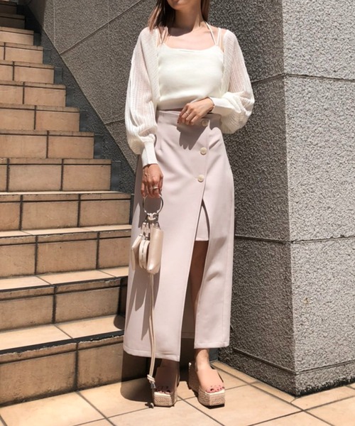 one after another NICE CLAUP（ワンアフターアナザーナイスクラップ）の「シア―ボレロ×ビスチェセット（カーディガン/ボレロ・レディース・ホワイト/ブラック/ライトベージュ/イエロー・FREE）」の15枚目の写真
