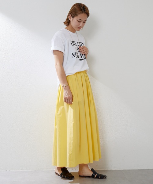 SHENERY（シーナリー）の「タックギャザーカラーロングスカート（スカート・レディース・イエロー/オレンジ・FREE）」の12枚目の写真