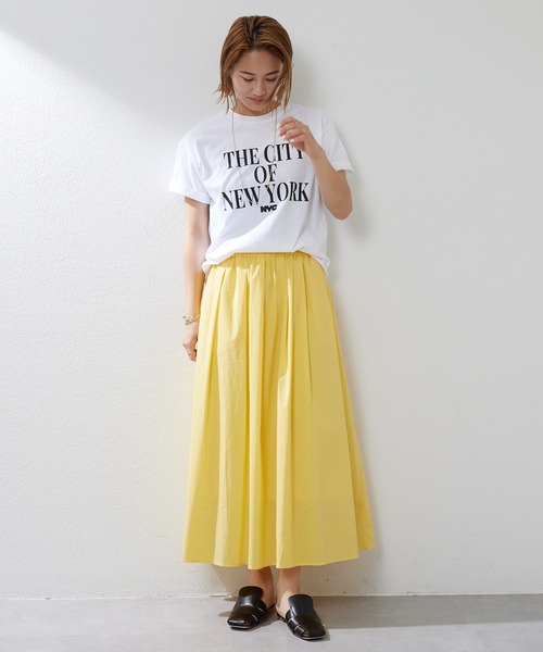 SHENERY（シーナリー）の「タックギャザーカラーロングスカート（スカート・レディース・イエロー/オレンジ・FREE）」の9枚目の写真