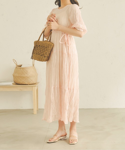 Ambre Neige(アンブルネージュ)の「クリンクルティアードワンピース/【WEB/EC限定商品】(ワンピース・レディース・アイボリー/ライトピンク/ライトベージュ・FREE)」の17枚目の写真