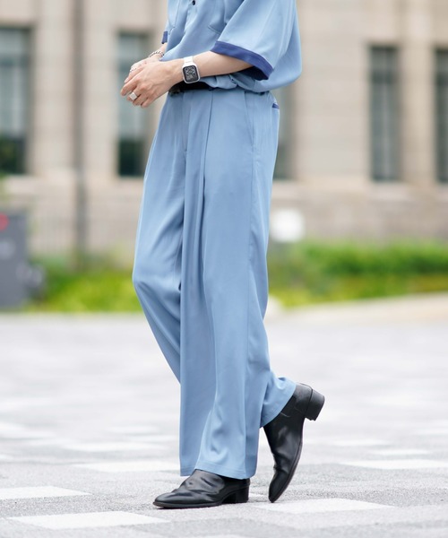 EDEL(エーデル)の「EDEL - バイカラーワイドスラックス(セットアップ可能)(その他パンツ・メンズ・ブラック/ブルー・SMALL/MEDIUM/LARGE)」の1枚目の写真