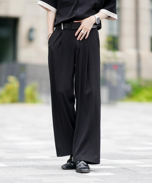 EDEL(エーデル)の「EDEL - バイカラーワイドスラックス(セットアップ可能)(その他パンツ・メンズ・ブラック/ブルー・SMALL/MEDIUM/LARGE)」の2枚目の写真