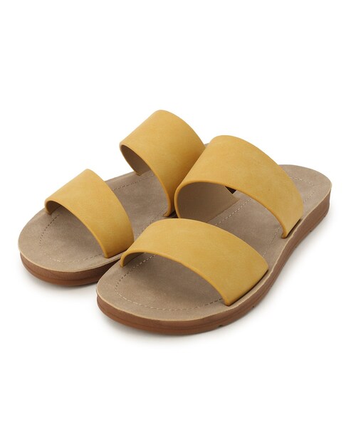 SHOO・LA・RUE(シューラルー)の「◆ダブルベルトフラットサンダル(サンダル・レディース・イエロー/オフホワイト/ブルー・35/45)」の1枚目の写真