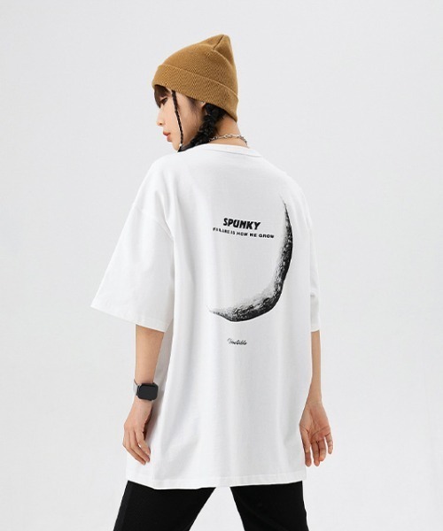 almo(アルモ)の「バックムーンプリント半袖Tシャツ(NEZ)(Tシャツ/カットソー・レディース・ホワイト/ブラック・XX-LARGE)」の1枚目の写真
