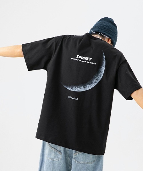 almo(アルモ)の「バックムーンプリント半袖Tシャツ(NEZ)(Tシャツ/カットソー・レディース・ホワイト/ブラック・XX-LARGE)」の2枚目の写真