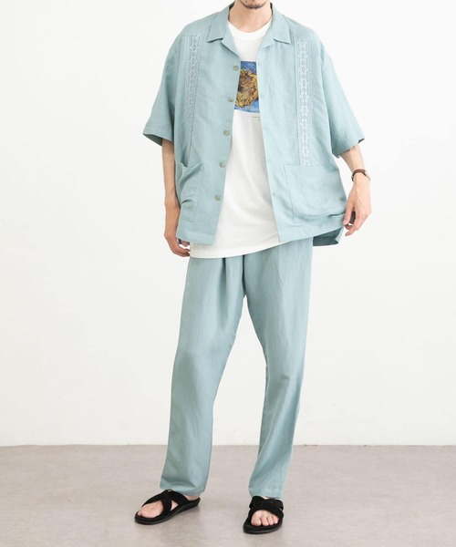 URBAN RESEARCH（アーバンリサーチ）の「URBAN RESEARCH iD　リネン/レーヨンオープンカラーシャツ（シャツ/ブラウス・メンズ・ネイビー/グレー系その他/グリーン系その他・LARGE/MEDIUM）」の8枚目の写真