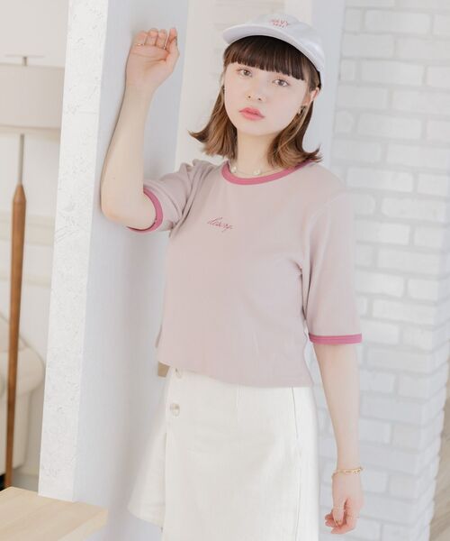 ems excite（エムズエキサイト）の「リンガー刺繍テレコCT（Tシャツ/カットソー・レディース・ピンク/ブルー/オフホワイト/グリーン系その他3・FREE）」の16枚目の写真
