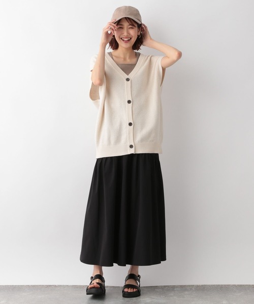 GLOBAL WORK(グローバルワーク)の「2WAYカノコ編みベスト/295807(ベスト・レディース・アイボリー/ブラック/グリーン/オレンジ・FREE)」の6枚目の写真