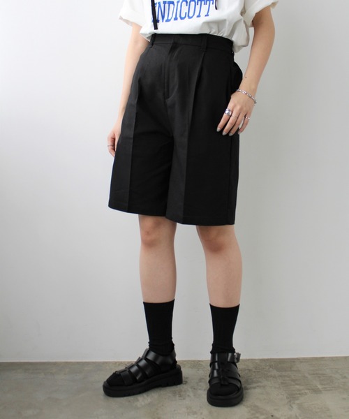 GeeRA（ジーラ）の「リネンライクハーフパンツ（その他パンツ・レディース・ブラック/ベージュ/アイボリー・MEDIUM）」の2枚目の写真