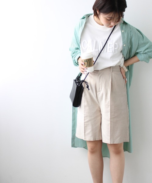 GeeRA（ジーラ）の「リネンライクハーフパンツ（その他パンツ・レディース・ブラック/ベージュ/アイボリー・MEDIUM）」の9枚目の写真