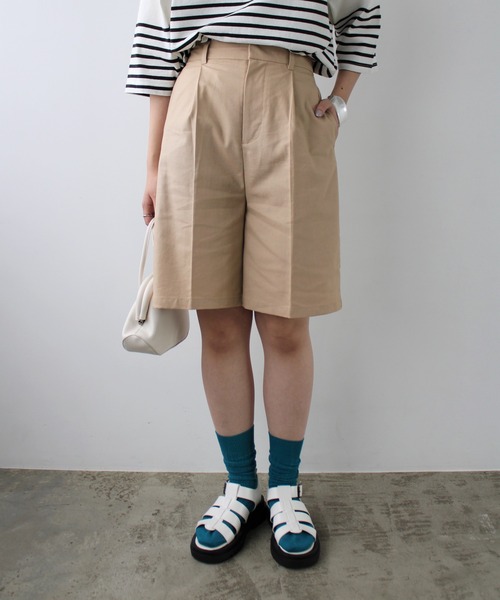 GeeRA（ジーラ）の「リネンライクハーフパンツ（その他パンツ・レディース・ブラック/ベージュ/アイボリー・MEDIUM）」の5枚目の写真