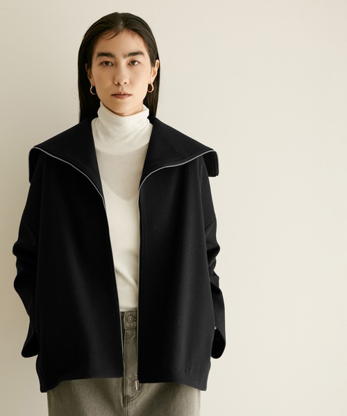 SALON adam et rope'（サロン アダム エ ロペ）の「WOOLLETジップショートコート（その他アウター・レディース・ブラック/ベージュ/カーキ・FREE）」の18枚目の写真