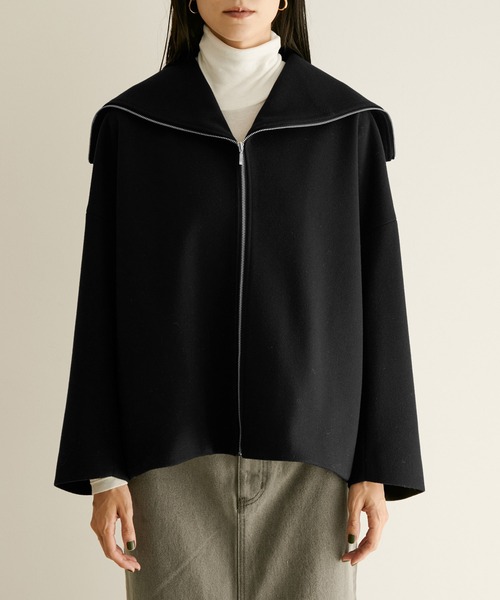 SALON adam et rope'（サロン アダム エ ロペ）の「WOOLLETジップショートコート（その他アウター・レディース・ブラック/ベージュ/カーキ・FREE）」の11枚目の写真