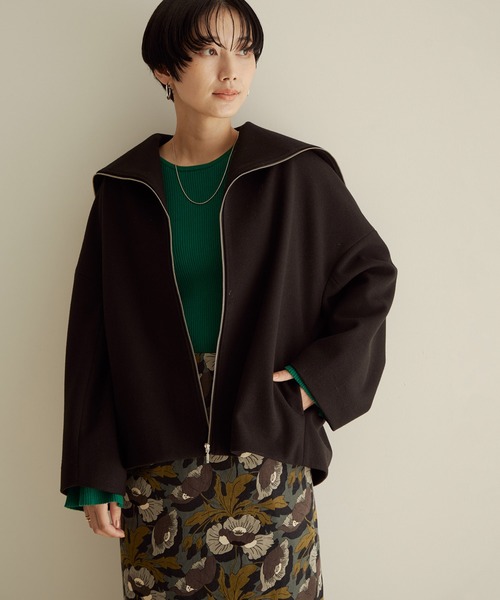 SALON adam et rope'（サロン アダム エ ロペ）の「WOOLLETジップショートコート（その他アウター・レディース・ブラック/ベージュ/カーキ・FREE）」の20枚目の写真