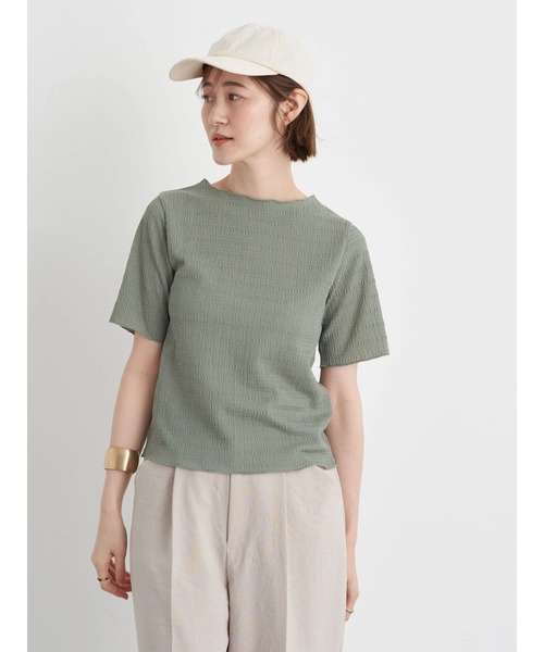 earth music&ecology(アースミュージックアンドエコロジー)の「シャーリングジャガードメロープルオーバー(Tシャツ/カットソー・レディース・オフホワイト/ブラック/ライトカーキ/ラベンダー・S/M)」の6枚目の写真