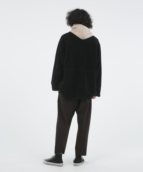 Iroquois（イロコイ）の「IROQUOIS イロコイ / BOA COMBI JACKET ボアコンビビッグシルエットジャケット / 178205（ミリタリージャケット・メンズ・モカ/ブラック・1/2）」の8枚目の写真