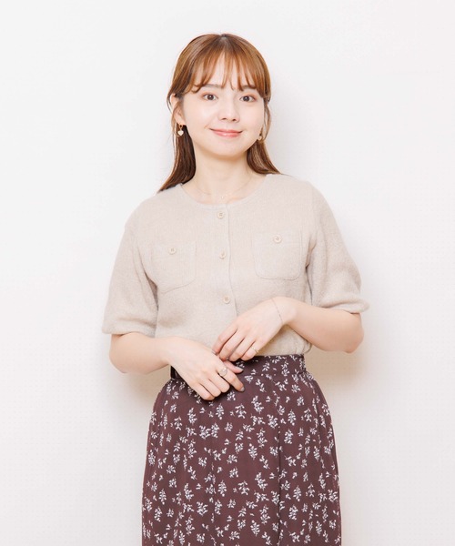 flower(フラワー)の「パフハーフトップ(ニット/セーター・レディース・アイボリー/ベージュ・FREE)」の7枚目の写真