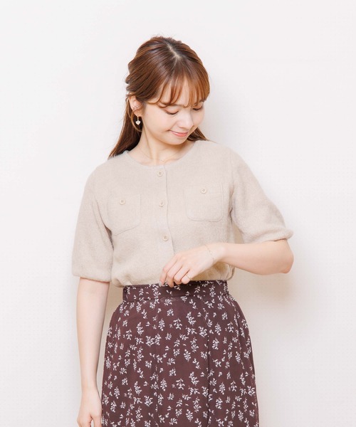 flower(フラワー)の「パフハーフトップ(ニット/セーター・レディース・アイボリー/ベージュ・FREE)」の8枚目の写真