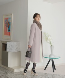 PROPORTION BODY DRESSING | Ｗモッサファー付きノーカラーフレアコート / 1212252005(ノーカラーコート)