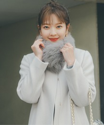 PROPORTION BODY DRESSING | Ｗモッサファー付きノーカラーフレアコート / 1212252005(ノーカラーコート)