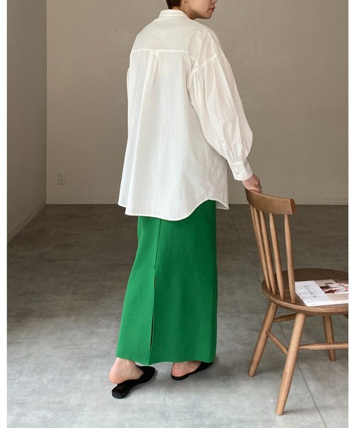 She's Closet（シーズクローゼット）の「バンドカラーボリュームスリーブギャザー長袖ブロードシャツブラウス（シャツ/ブラウス・レディース・ホワイト/ブラック/パープル/オリーブ/モカ/ブルー・FREE）」の13枚目の写真