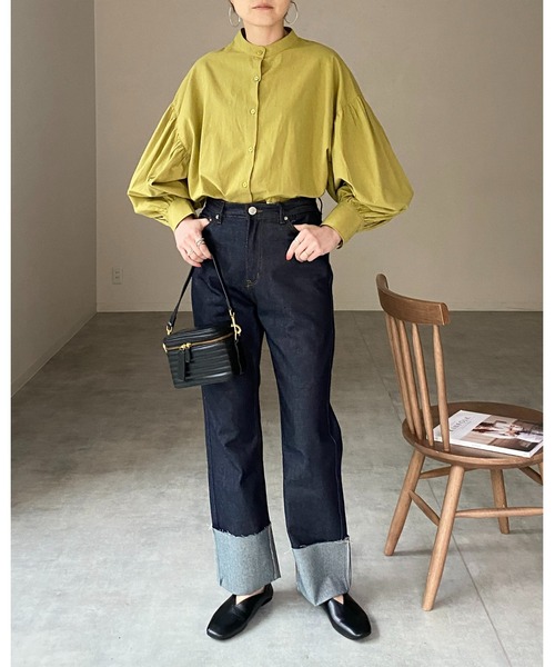 She's Closet（シーズクローゼット）の「バンドカラーボリュームスリーブギャザー長袖ブロードシャツブラウス（シャツ/ブラウス・レディース・ホワイト/ブラック/パープル/オリーブ/モカ/ブルー・FREE）」の16枚目の写真