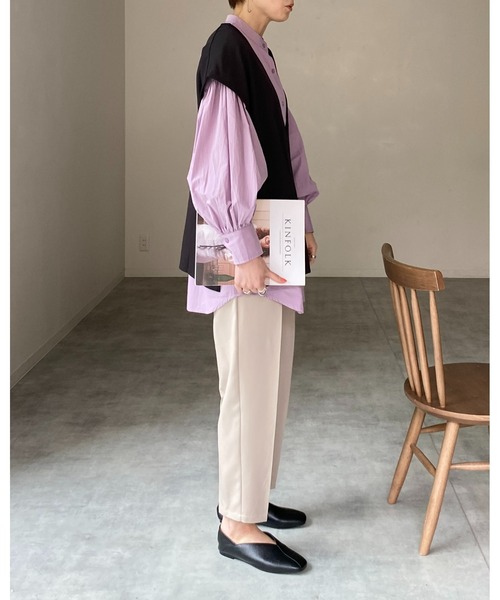 She's Closet（シーズクローゼット）の「バンドカラーボリュームスリーブギャザー長袖ブロードシャツブラウス（シャツ/ブラウス・レディース・ホワイト/ブラック/パープル/オリーブ/モカ/ブルー・FREE）」の19枚目の写真