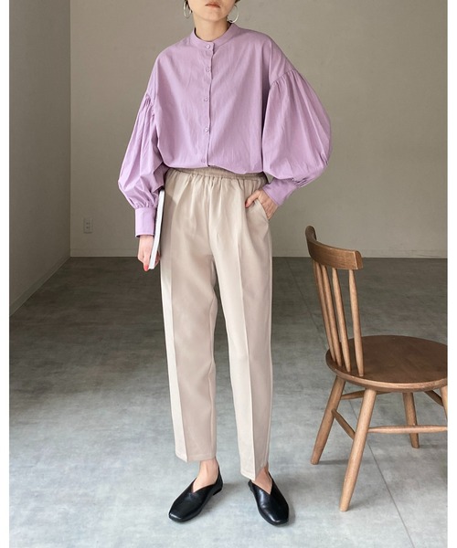 She's Closet（シーズクローゼット）の「バンドカラーボリュームスリーブギャザー長袖ブロードシャツブラウス（シャツ/ブラウス・レディース・ホワイト/ブラック/パープル/オリーブ/モカ/ブルー・FREE）」の20枚目の写真