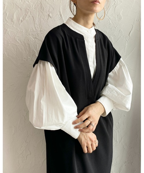 She's Closet（シーズクローゼット）の「バンドカラーボリュームスリーブギャザー長袖ブロードシャツブラウス（シャツ/ブラウス・レディース・ホワイト/ブラック/パープル/オリーブ/モカ/ブルー・FREE）」の21枚目の写真