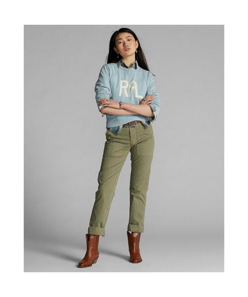 RRL(ダブル アール エル)の「ロゴ フレンチ テリー クルーネック スウェットシャツ(スウェット・レディース・ブルー・1/2/4/3)」の2枚目の写真