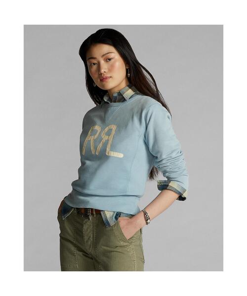 RRL(ダブル アール エル)の「ロゴ フレンチ テリー クルーネック スウェットシャツ(スウェット・レディース・ブルー・1/2/4/3)」の1枚目の写真