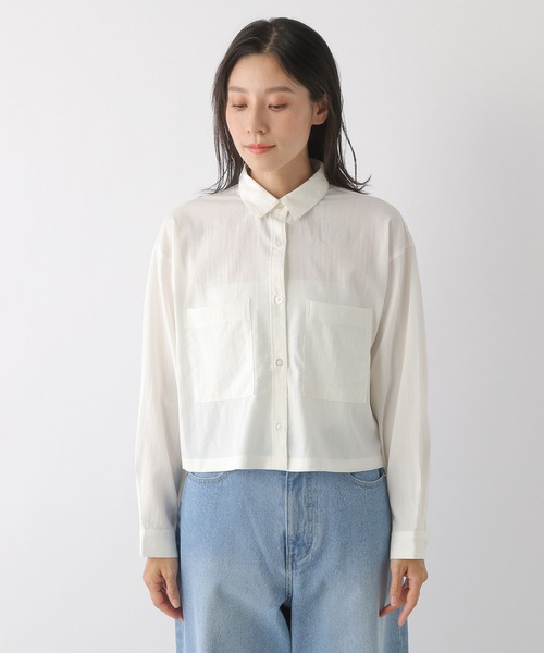 LEPSIM（レプシィム）の「ショートシャツ長袖　349273（シャツ/ブラウス・レディース・オフホワイト/カーキ・FREE）」の4枚目の写真