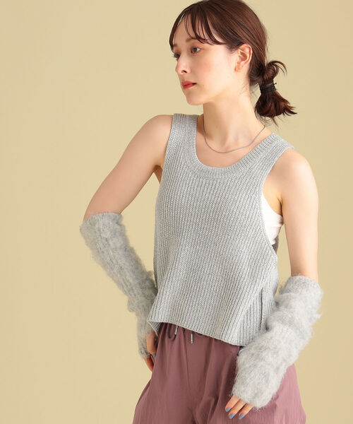 Ray BEAMS（レイビームス）の「Ray BEAMS / シャギー ニット アームウォーマー（アームカバー・レディース・グレー/ベージュ・ONE SIZE）」の4枚目の写真