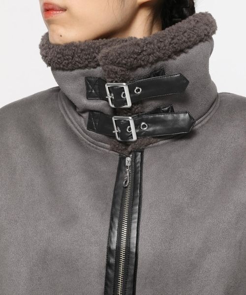 mysty woman（ミスティウーマン）の「ボア／ミドルブルゾン 157645（ブルゾン・レディース・ダークブラウン/アイボリー/モカ・FREE）」の15枚目の写真