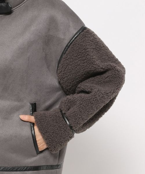 mysty woman（ミスティウーマン）の「ボア／ミドルブルゾン 157645（ブルゾン・レディース・ダークブラウン/アイボリー/モカ・FREE）」の16枚目の写真