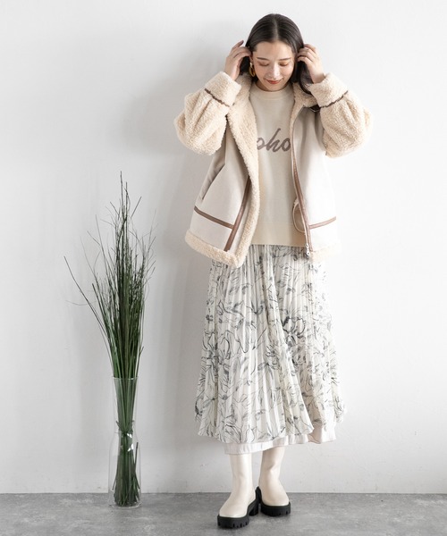 mysty woman（ミスティウーマン）の「ボア／ミドルブルゾン 157645（ブルゾン・レディース・ダークブラウン/アイボリー/モカ・FREE）」の9枚目の写真