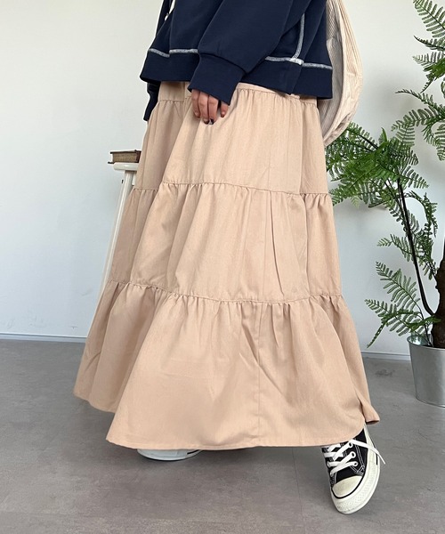 kutir（クティール）の「【新色追加】ティアードスカート（スカート・レディース・ブラック/ベージュ/ブラウン/カーキ/ブラック系その他/オフホワイト/ブルー/ブラウン系その他/ブラック系その他2・SMALL/MEDIUM/LARGE）」の7枚目の写真