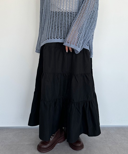 kutir（クティール）の「【新色追加】ティアードスカート（スカート・レディース・ブラック/ベージュ/ブラウン/カーキ/ブラック系その他/オフホワイト/ブルー/ブラウン系その他/ブラック系その他2・SMALL/MEDIUM/LARGE）」の10枚目の写真