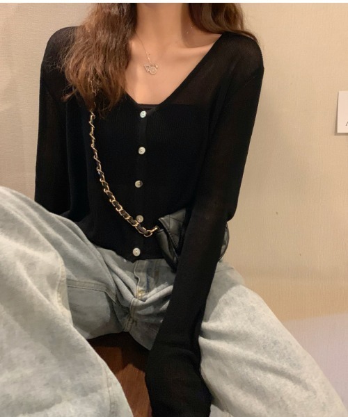 yuue' ( wear )（ユーイ）の「シンプルカーディガンニット（ニット/セーター・レディース・ホワイト/ブラック/パープル/グリーン/ライトイエロー・FREE）」の19枚目の写真