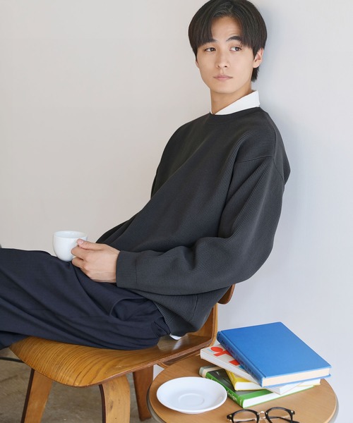 LIL VENDARS（リルヴェンダース）の「【洗える】4WAYストレッチウォッシャブルニット（ニット/セーター・メンズ・オフホワイト/ブラック/グレー/ブルーグレー/ベージュ/ネイビー/ベージュ系/グリーン/ブラウン/チャコールグレー・S/M/L/XL）」の18枚目の写真