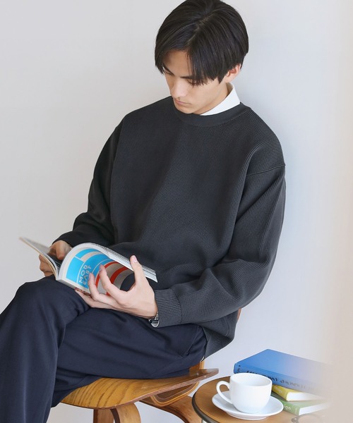 LIL VENDARS（リルヴェンダース）の「【洗える】4WAYストレッチウォッシャブルニット（ニット/セーター・メンズ・オフホワイト/ブラック/グレー/ブルーグレー/ベージュ/ネイビー/ベージュ系/グリーン/ブラウン/チャコールグレー・S/M/L/XL）」の19枚目の写真